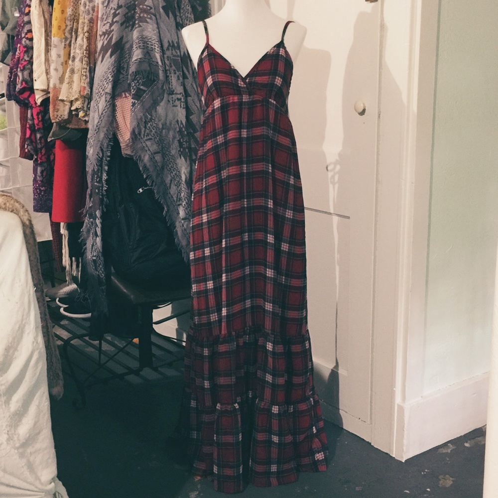 Plaid red Maxi Dress Size Small